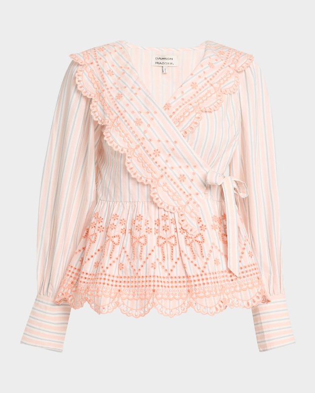 Anais Embroidered Wrap Blouse